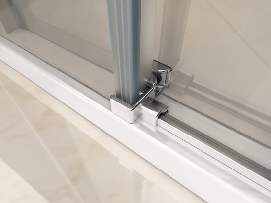 Entrée d'angle Cabine de douche Porte coulissante 800x1200x1950mm Nano (anti-calcaire) Revêtement 8mm Verre de sécurité Profil chromé Easy Clean