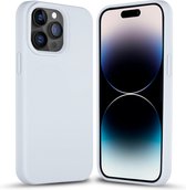 Coverzs Solid silicone case geschikt voor Apple iPhone 14 Pro - pastelblauw - Luxe siliconen hoesje met 3-laags bescherming