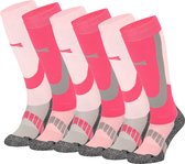 Xtreme Chaussettes de ski - 6 paires de chaussettes de ski unisexes hauteur genou - Multi Pink - Taille 39/42