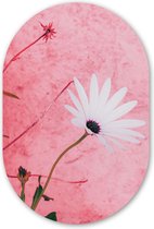 Muurovaal - Kunststof Wanddecoratie - Ovalen Schilderij - Bloemen - Roze - Vintage - 40x60 cm - Ovale spiegel vorm op kunststof