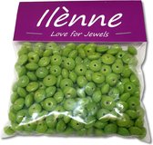 Ilènne - Perles de verre vert clair - ovale plat - 9 x 6 mm - 125 grammes - perles hobby adultes