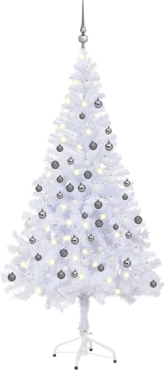 Prolenta Premium - Kunstkerstboom met LED's en kerstballen 620 takken 180 cm
