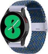 By Qubix Braided nylon bandje 20mm - Blauw - groen gemêleerd - Geschikt voor Samsung Galaxy Watch 6 - Galaxy Watch 6 Pro - Galaxy Watch 5 - Galaxy Watch 5 Pro - Galaxy Watch 4 - Galaxy Watch 4 Classic - Active 2 - Watch 3 (41mm)