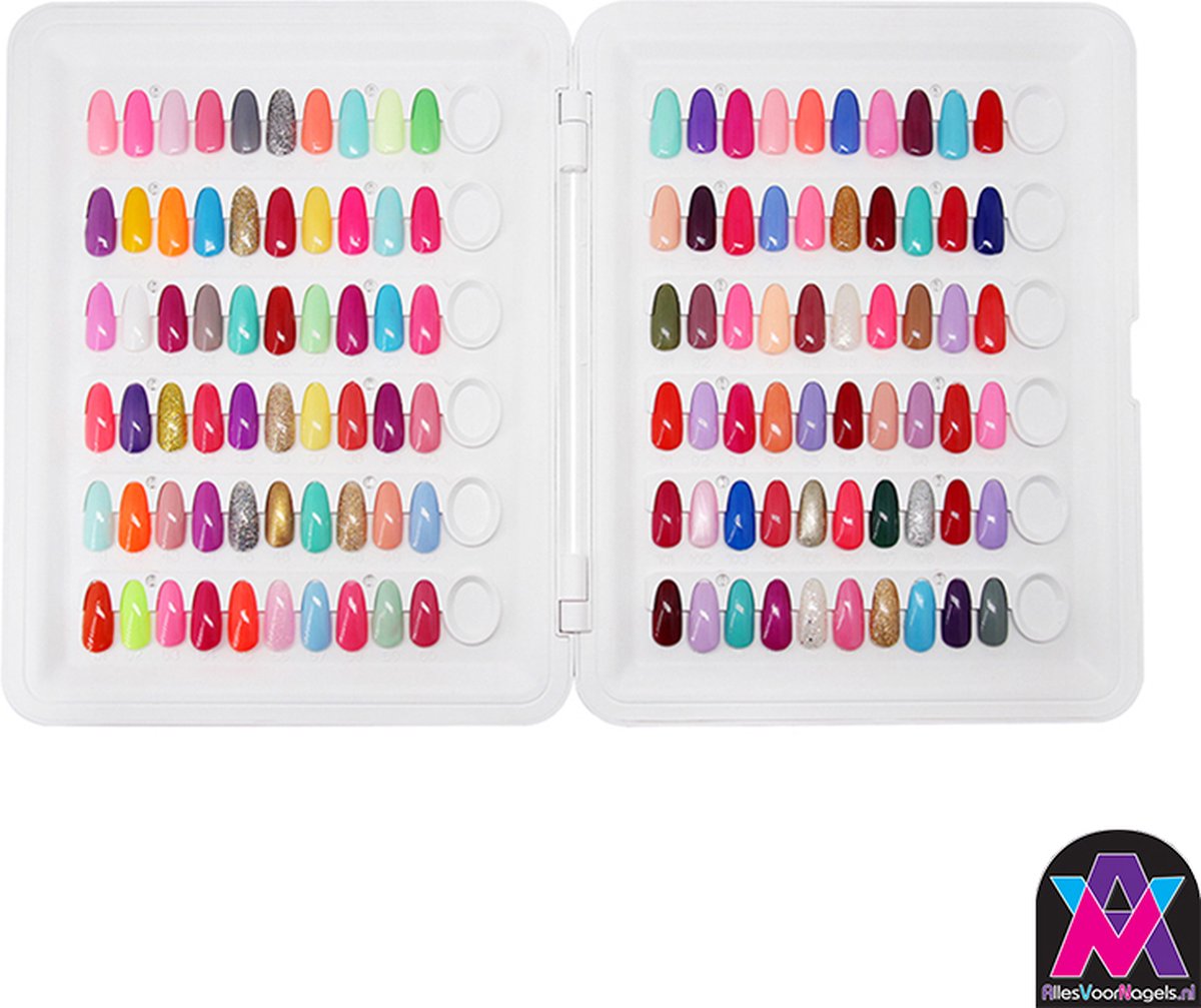 AVN 120 Colors Nail Color Display Book + SET EXTRA NAGELS - Nagel Wiel - nagelwiel - nail art - Nagel Display Palet - Nagellak Kleuren Waaier