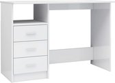 vidaXL Bureau met lades 110x50x76 cm spaanplaat hoogglans wit