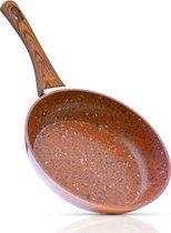 Livington Copper & Stone Pan - 24cm koekenpan- anti-aanbaklaag en krasbestendig - graniet look - binnenste steenlaag voor perfecte warmteverdeling - geschikt voor Ceran, gas, elektrisch, inductie