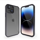 Coverzs telefoonhoesje geschikt voor Apple iPhone 14 Plus hoesje clear soft case camera cover - transparant hoesje met gekleurde rand - zwart