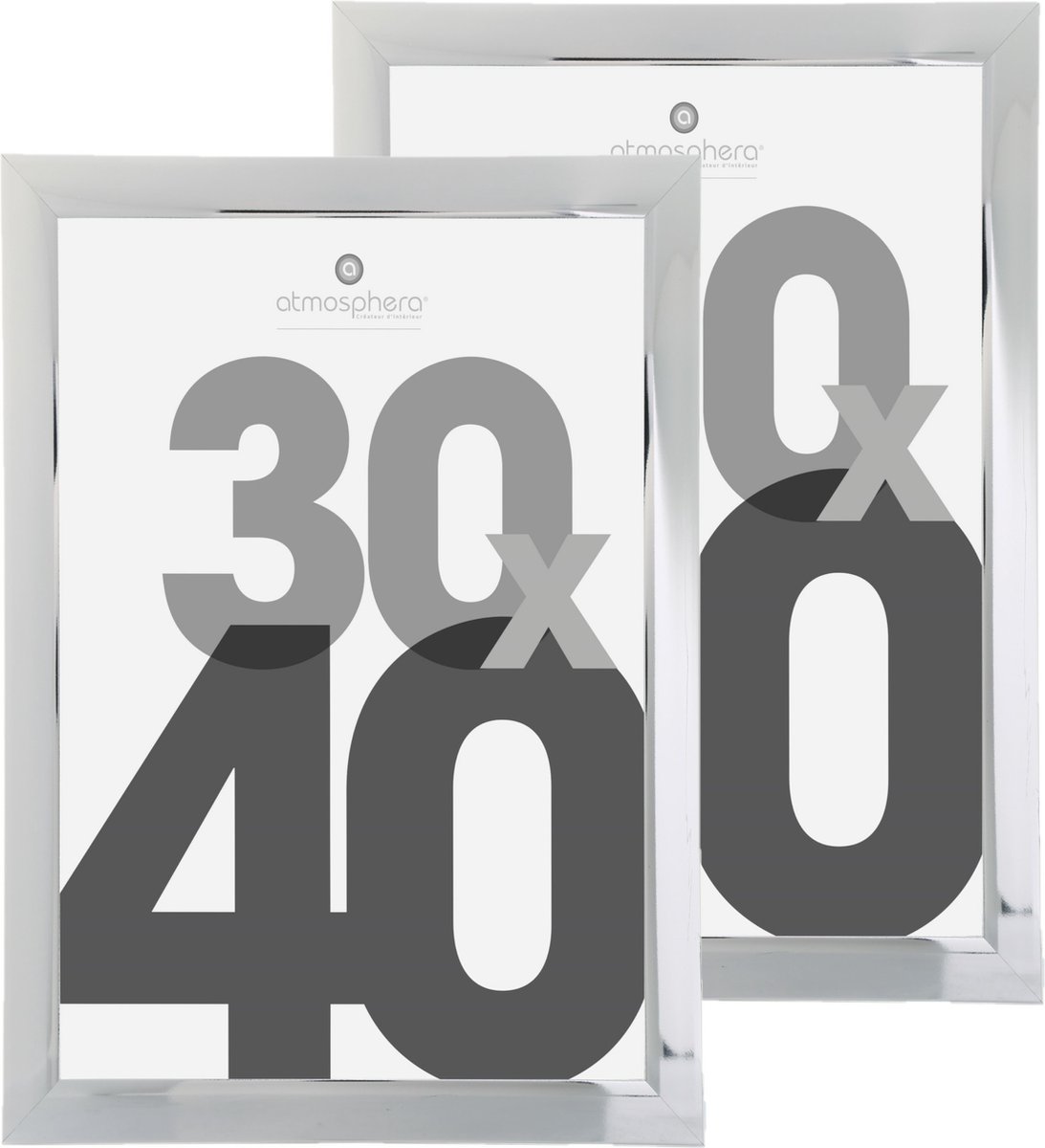 Atmosphera grote Fotolijst - 2x - wit - kunststof / glas - 30 x 40 cm - Fotoframe