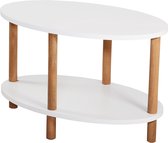 Table basse Højreby ovale 43x70x44 cm blanc et couleur bois