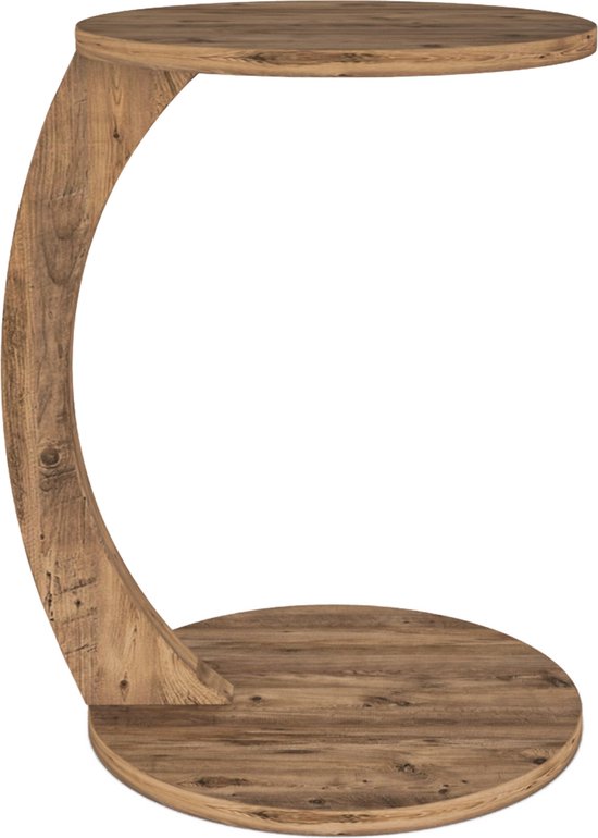Bijzettafel 50x50x35 cm bewerkt hout oud houtkleurig