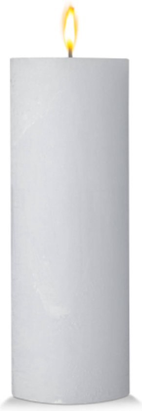 Blokker rustieke cilinderkaars - wit - 7x19 cm