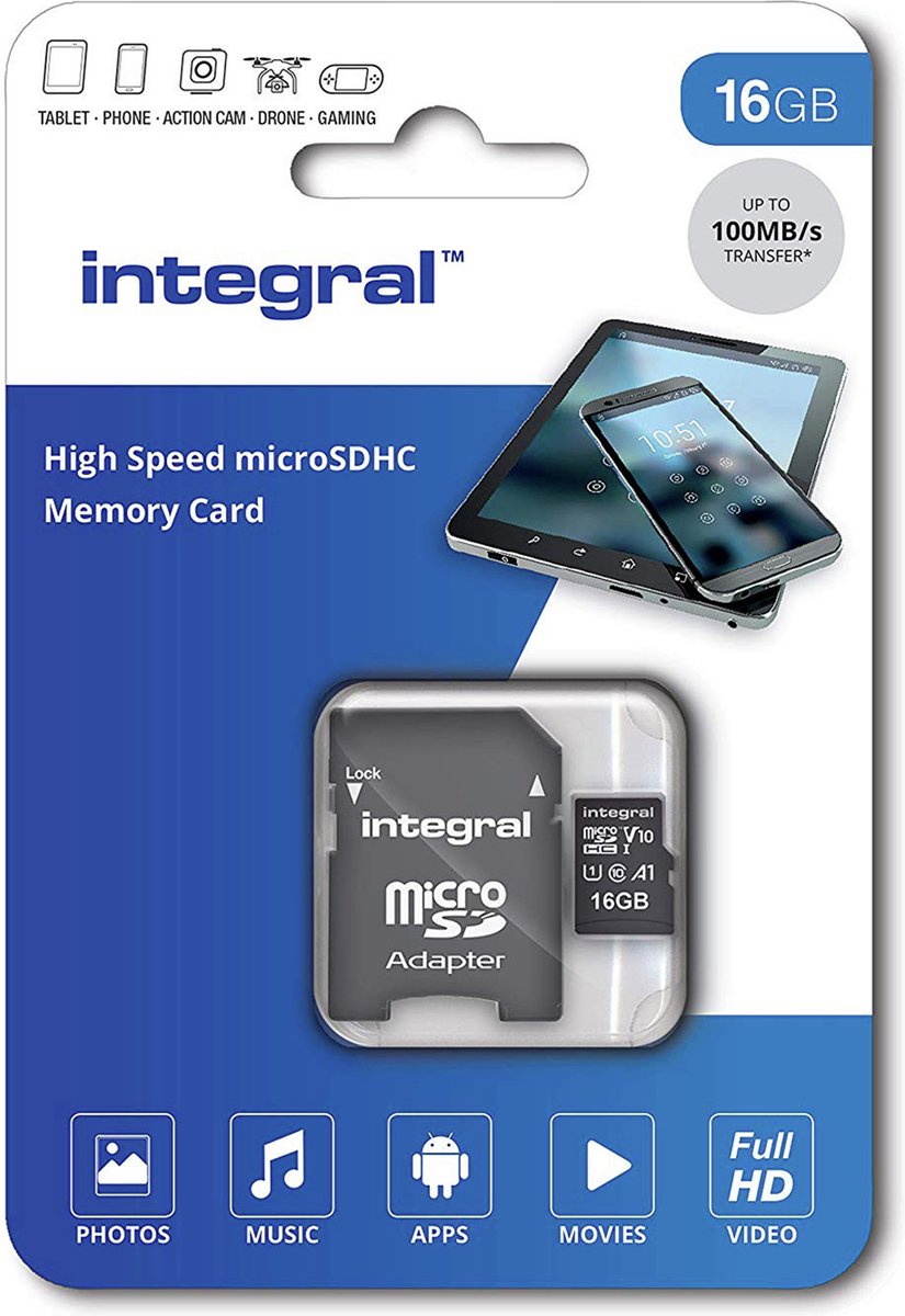 Integral - Integral Micro-sdhc V10 100mb/s 16gb - 30 Dagen Niet Goed Geld Terug