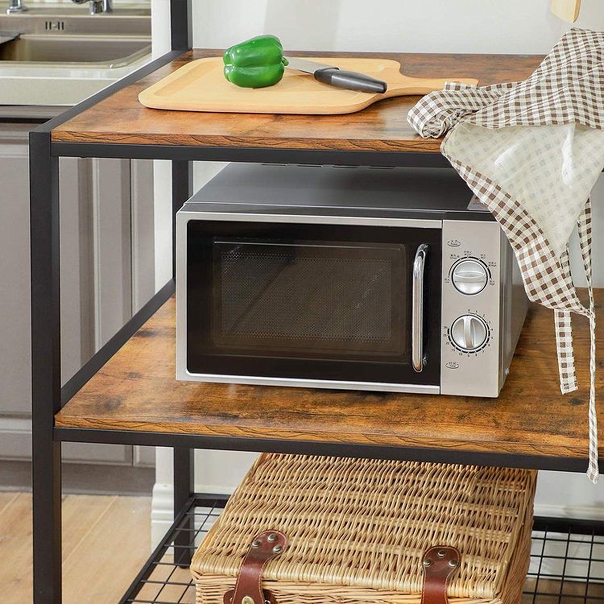 Hoekrek 6 Lagen - Metalen Frame Met Houtlook Planken - Ruimtebesparend
