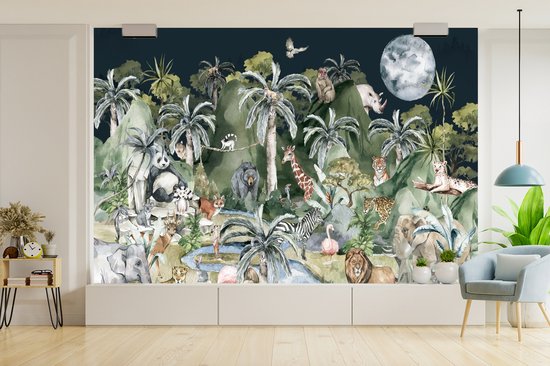 Papier Peint - Papiers Papier peint photo Enfants - Décoration Jungle - Éléphant - Largeur 420 cm x Hauteur 280 cm