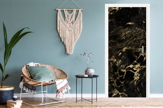 Autocollant de porte Zwart - Or - Peinture - 90x215 cm - Affiche de porte