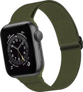 Nylon Bandje Geschikt voor Apple Watch 1-8 / SE (38/40/41 mm) Bandje Stof - Horloge Band Verstelbare Gesp Polsband Geschikt voor Apple Watch 1-8 / SE (38/40/41 mm) - Donkergroen