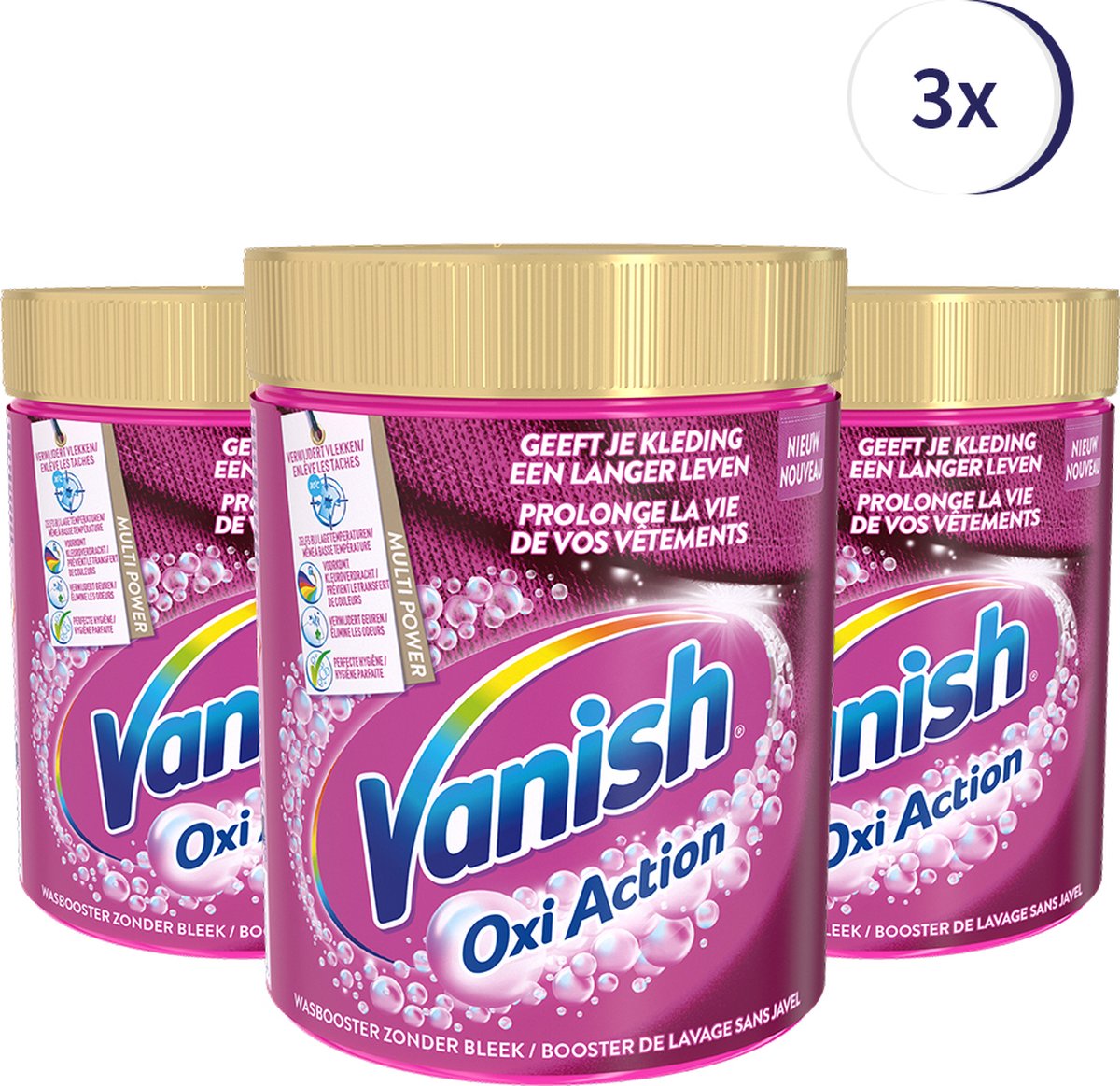 Goedkoopste Vanish Oxi Action Wasbooster Poeder - gekleurde en witte was - 1.0kg x3