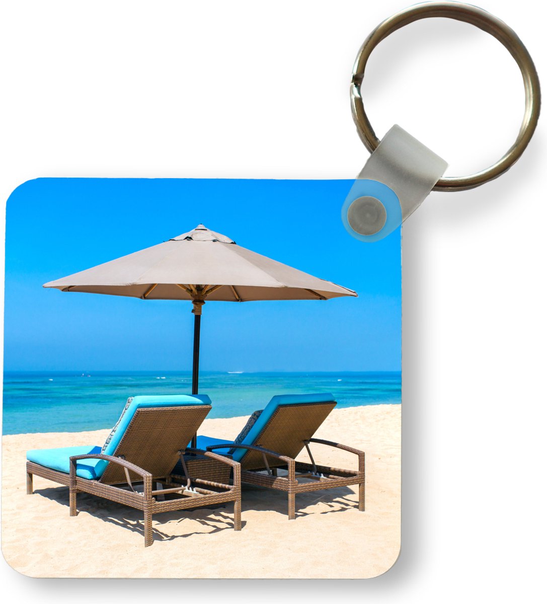 Sleutelhanger - Uitdeelcadeautjes - Strandstoel - Parasol - Zomer - Zee - Plastic