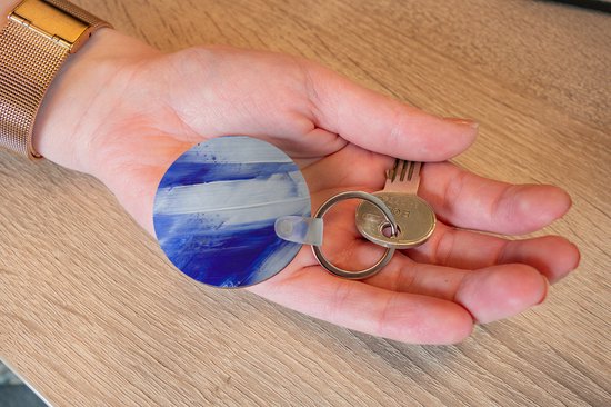Porte-clés - Peinture - Design - Blauw - Plastique - Rond - Cadeaux à distribuer