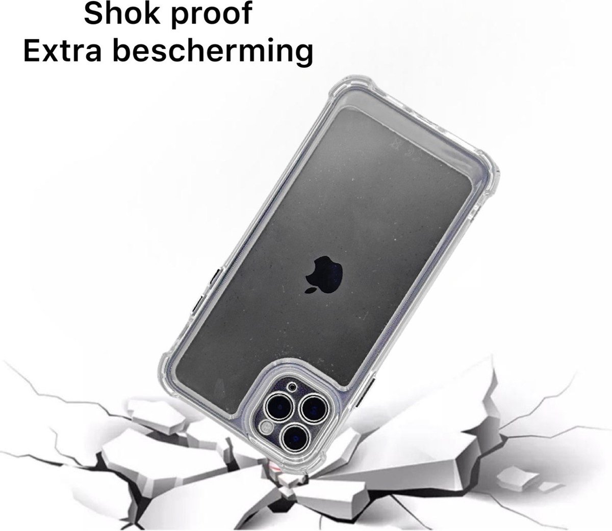 Apple iPhone 11 Hoesje - Case Transparant - shockproof - schokbestendig met camera bewscherming -silicon hoesje iphone