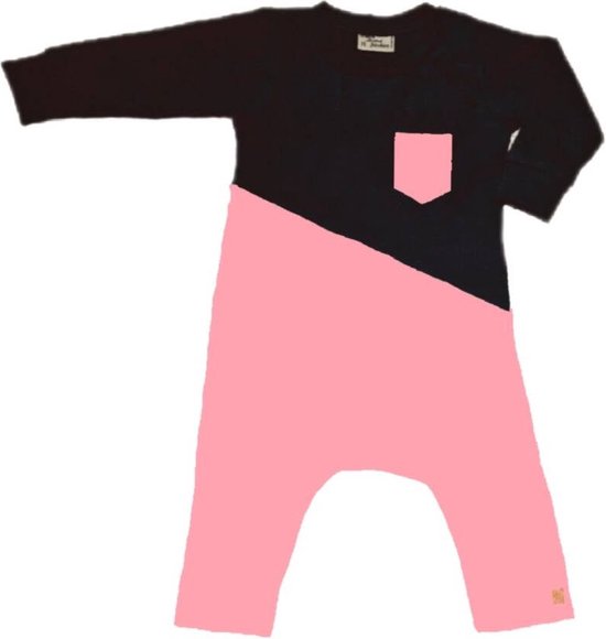 Onesie zwart met roze