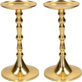 Set de 2x bougeoirs/bougeoirs luxe métal doré classique 10 x 10 x 22 cm - Chandeliers pour bougies piliers
