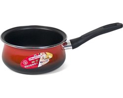 Steelpan - 16 cm - sauspan - juspan met anti-aanbaklaag - rood