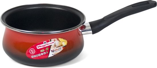 Steelpan - 16 cm - sauspan - juspan met anti-aanbaklaag - rood