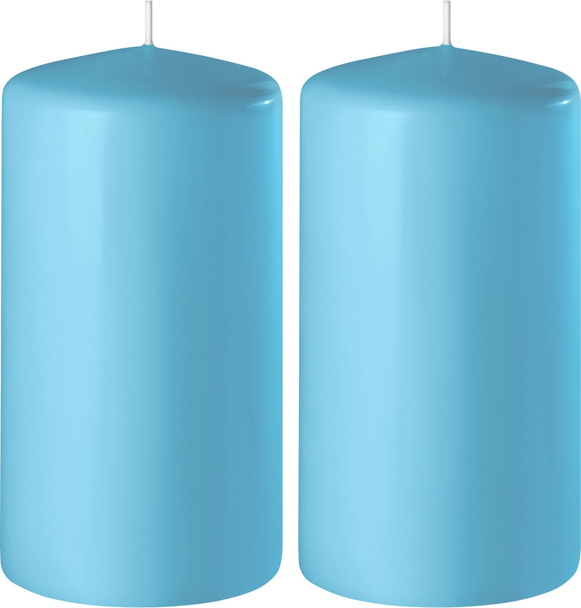 Enlightening Candles 2x Turquoise cilinderkaarsen/stompkaarsen 6 x 15 cm 58 branduren - Geurloze kaarsen turquoise - Woondecoraties