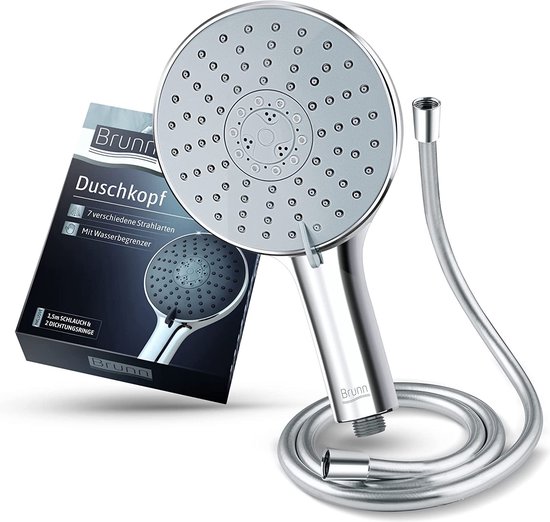 Brunn Douchekop met slangdouchekop incl. waterbegrenzerchroom
