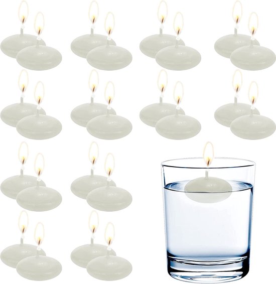 BERKATMARKT - 100 stuks drijvende kaarsen voor middenstukken, theelichtjes, voor verjaardag, bruiloft, zwembad, spa, Valentijnsdag, badkuip, huis, diner, kerstfeestdecoratie