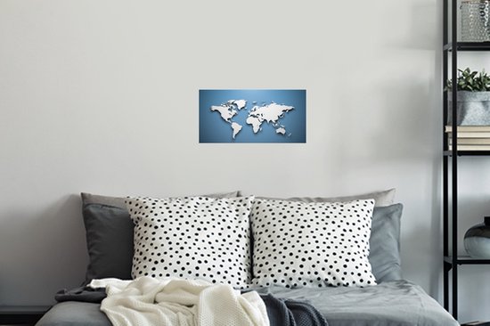 Stickers muraux - Sticker Feuille - Wereldkaart - Blauw - Wit - Simple - 40x20 cm - Feuille Adhésive - Stickers muraux Chambre d'Enfant - Papier Peint Auto Adhésif