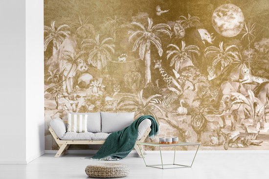 Papier peint - Papier peint photo peint Jungle - Or - Enfants - Largeur 360 cm x hauteur 240 cm