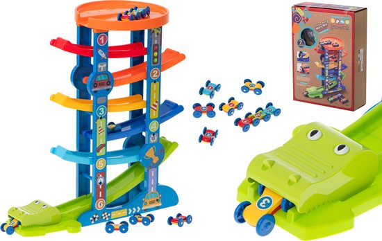 Mauzek® Auto Avonturenpark – Montessori Auto Speelgoed – Educatieve Racebaan met Auto Garage – Sensorisch Speelgoed voor Peuters – Jongens & Meisjes – 3 4 5 6 Jaar