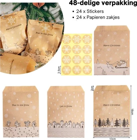 Kerst Verpakking - 24 stuks - Kerst Doos - Cadeau Verpakking - Zakjes -  Cadeauzakjes... | bol.com
