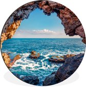 Cercle Mural - Cercle Mural - Grotte - Mer - Rochers - Nature - Aluminium - Dibond - 30x30 cm - Intérieur et Extérieur
