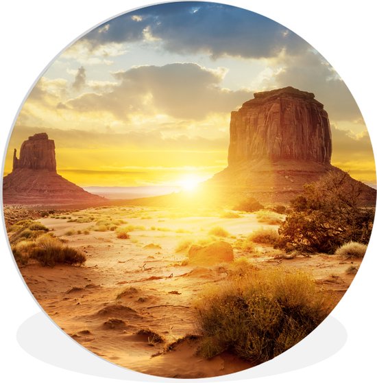 MuchoWow - Cercle mural - Cercle mural - Nature - Sable - Coucher de soleil - Pierres - Plastique - Cercle mural intérieur - Décoration murale ronde - Décoration murale ronde - 30x30 cm - Tableaux ronds