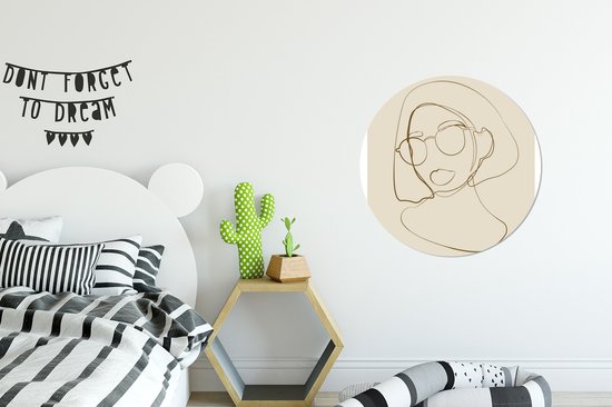 WallCircle - Cercle mural ⌀ 60 - Femme - Dessin au Line - Minimalisme - Tableaux ronds salon - Plaque murale ronde - Décoration murale cercle - Décoration chambre intérieure - Décoration murale murale cercle mural - Accessoires de maison