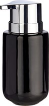 Berilo zeeppompje/dispenser van keramiek - zwart/zilver - 350 ml