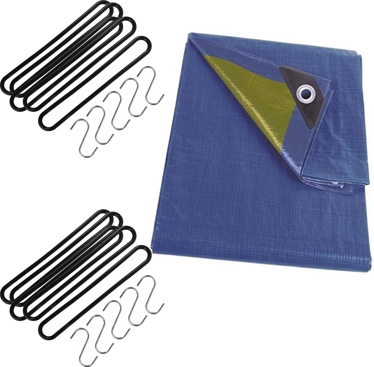 FX Tools - Afdekzeil blauw 2 x 3 meter met 10x spanrubbers en S-haken