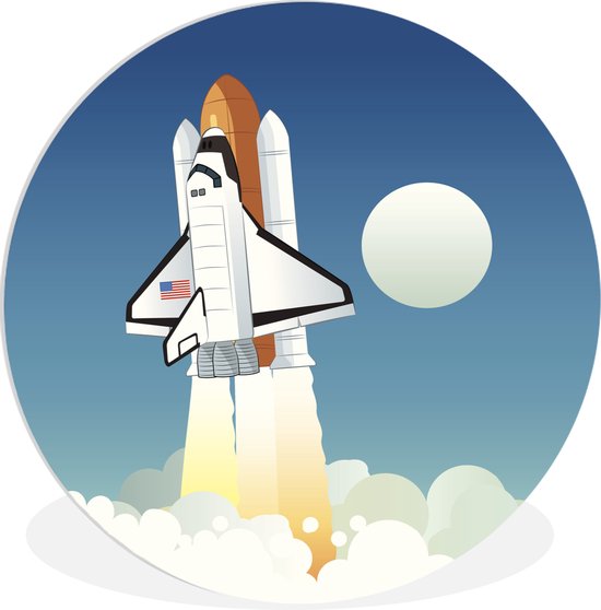 Une illustration d'un lancement de navette spatiale au petit matin Assiette en plastique cercle mural ⌀ 150 cm XXL / Groot format!