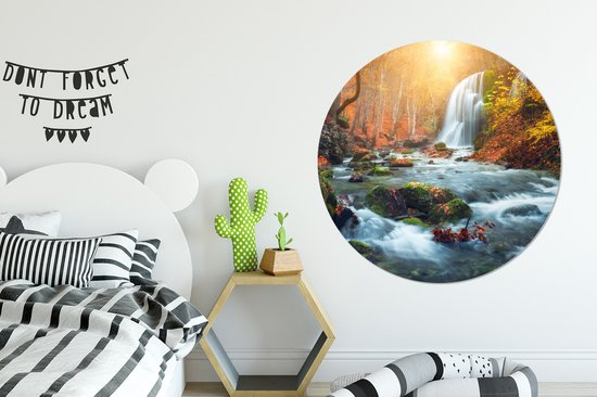 WallCircle - Wall Circle - Wall Circle - Cascade - Soleil - Automne - Aluminium - Dibond - 140x140 cm - Intérieur et Extérieur