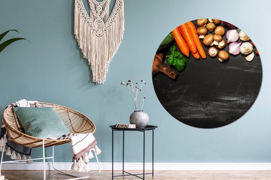 WallCircle - Cercle mural ⌀ 120 - Carotte - Légume - Herbes - Épices - Rustique - Tableaux ronds salon - Plaque murale ronde - Cercle de Décoration murale - Décoration de chambre à l'intérieur - Cercle Décoration murale - Accessoires de maison XXL