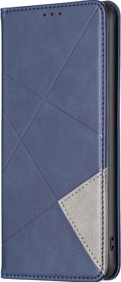 Mobigear Telefoonhoesje geschikt voor Samsung Galaxy S23 Hoesje | Mobigear Rhombus Slim Bookcase | Pasjeshouder voor 2 Pasjes | Telefoonhoesje voor Pinpas / OV Kaart / Rijbewijs - Blauw
