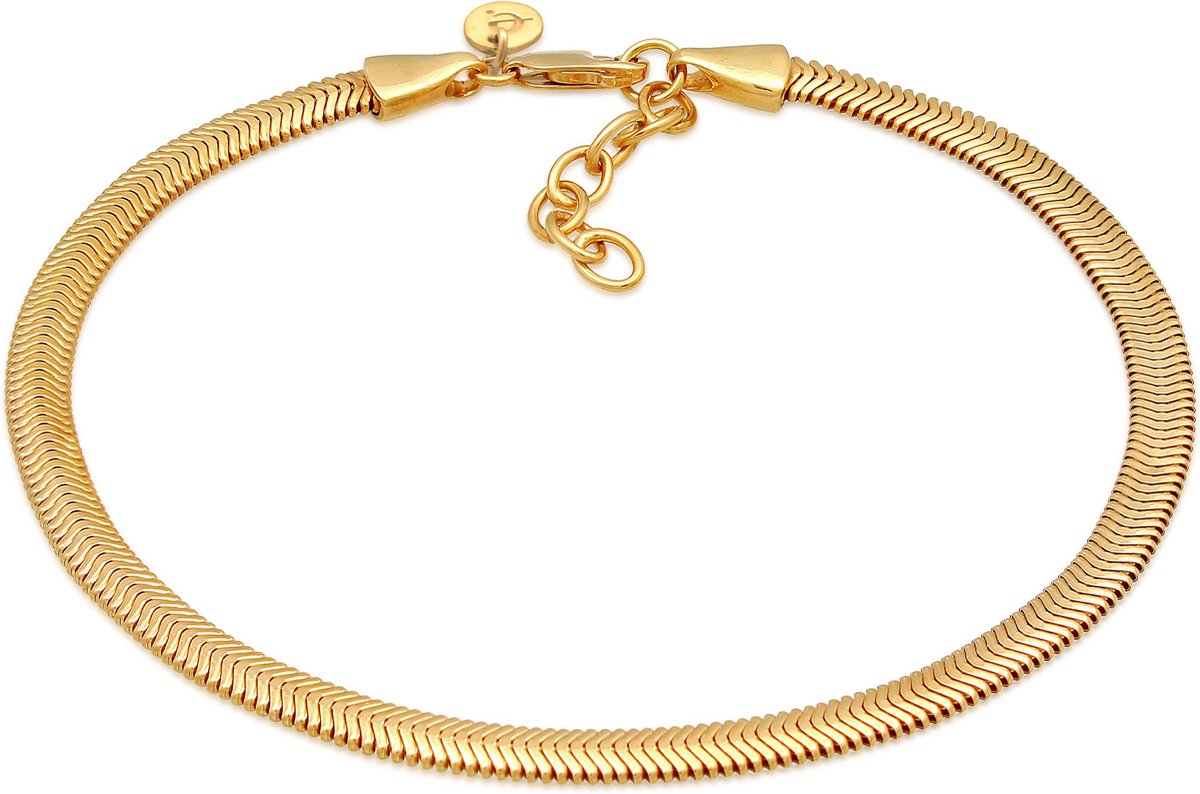 Elli PREMIUM - Enkelbanden - Dames Enkelbandje plat Elegant in 925 Sterling Zilver gerhodineerd - Dames