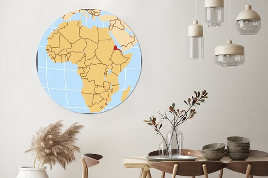 Illustration de l'Érythrée sur la carte africaine Cercle mural aluminium ⌀ 120 cm - tirage photo sur cercle mural / cercle vivant / cercle jardin (décoration murale) XXL / Groot format!