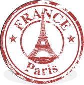 WallCircle - Wandcirkel - Muurcirkel - Parijs - Stempel - Eiffeltoren - Aluminium - Dibond - ⌀ 60 cm - Binnen en Buiten