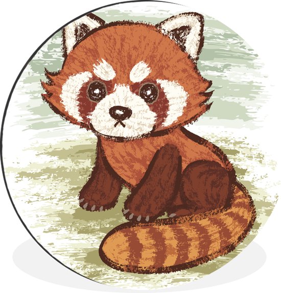 Illustration d'un panda rouge dans l'herbe Cercle mural aluminium - ⌀ 120 cm - peinture ronde - tirage photo sur aluminium / dibond / cercle mural / cercle vivant / cercle jardin (décoration murale)