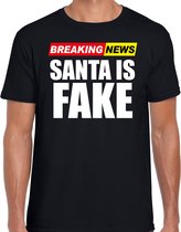 Bellatio Decorations Foute humor Kerst t-shirt - breaking news fake - heren - zwart L