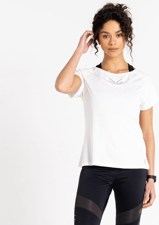 Het Dare2B Crystallize T-shirt met korte mouwen - dames - versierd - Q-Wic Plus - Wit